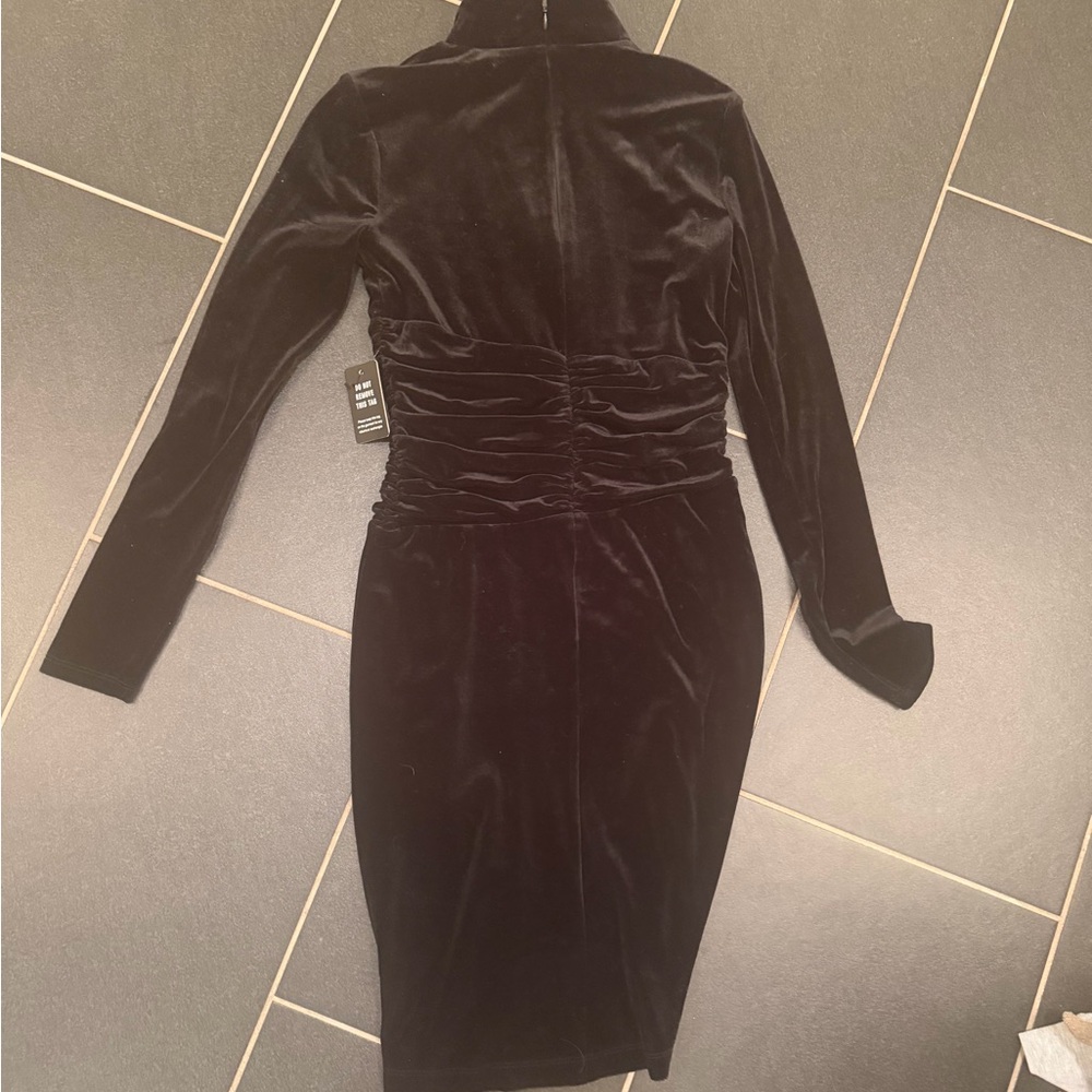 Express Black Velvet Long Sleeve Dress xs mock neck - Picture 3 of 5
